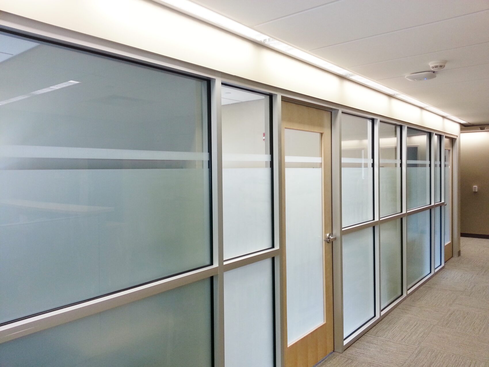 Fasara Decorative Window Films installed at an office building in Allentown PA by Sun Control Plus