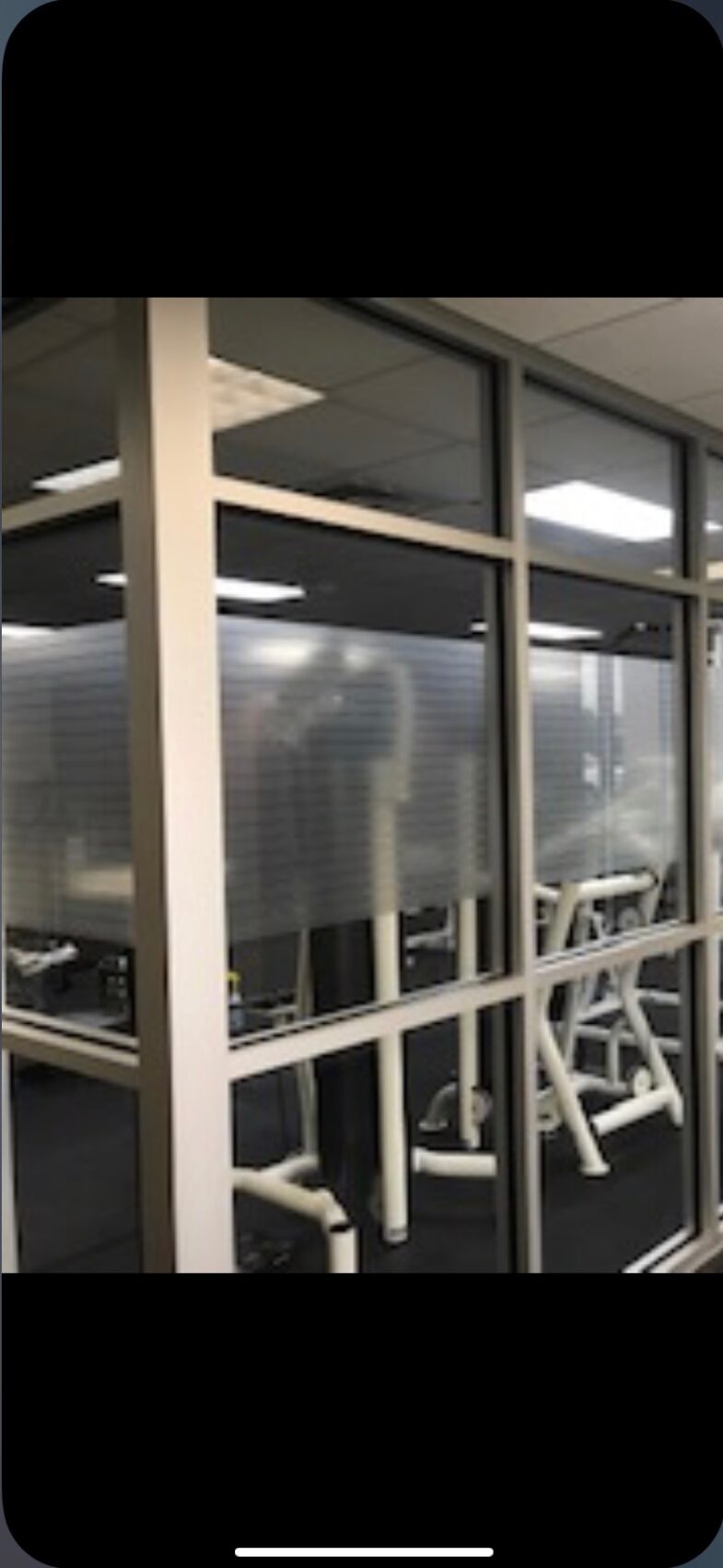 Fasara Decorative Window Films installed at a gym in Allentown PA by Sun Control Plus