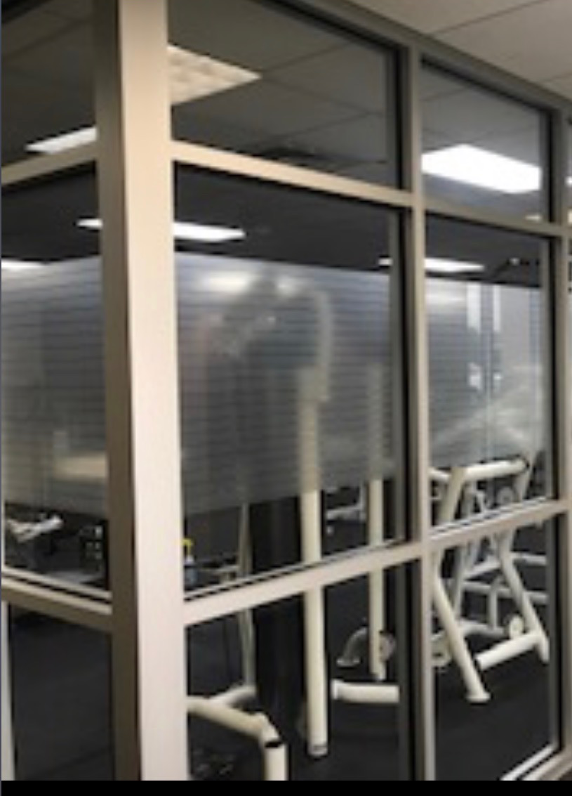 Fasara Decorative Window Films installed at a gym in Allentown PA by Sun Control Plus